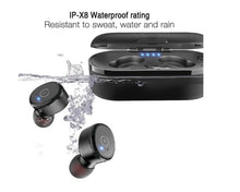 Load image into Gallery viewer, 5.0 Wireless Bluetooth Earbuds with Wireless Charging Case IPX8 Waterproof TWS Stereo Headphones in Ear Built in Mic Headset Premium Sound with Deep Bass for Sport Black - Linden & Burk