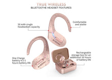 Load image into Gallery viewer, Bluetooth 5.0 Wireless Earbuds, Truly Wireless Sport Headphones IPX5 Waterproof Wireless Earphones 50H Cycle Play Time,with Charging Case 1000mAh Built-in Microphone-Rose Gold - Linden &amp; Burk
