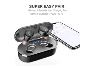 5.0 Wireless Bluetooth Earbuds with Wireless Charging Case IPX8 Waterproof TWS Stereo Headphones in Ear Built in Mic Headset Premium Sound with Deep Bass for Sport Black - Linden & Burk