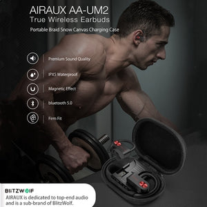 BlitzWolf AIRAUX UM2 TWS Sport Earphones Firm Fit Headset Wireless bluetooth Earphone HIFI Handsfree Headphone IPX5 Waterproof - Linden & Burk